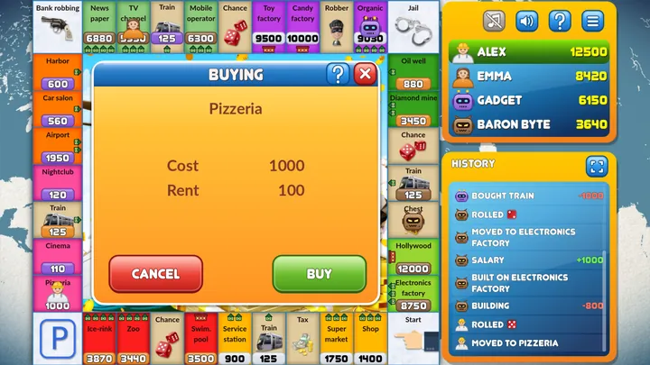 A dialog offering to buy the property the player landed on.