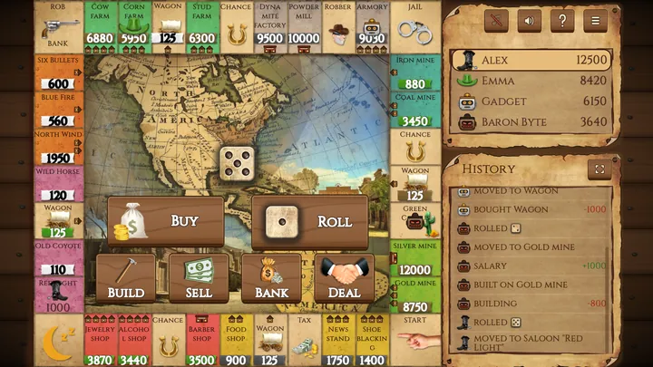 The same board rendered in the Wild West theme.